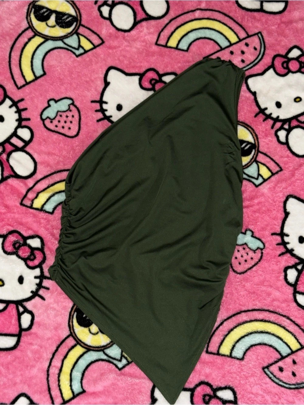 SHEIN Ruched Asymmetrical Shirt in Green Size Large